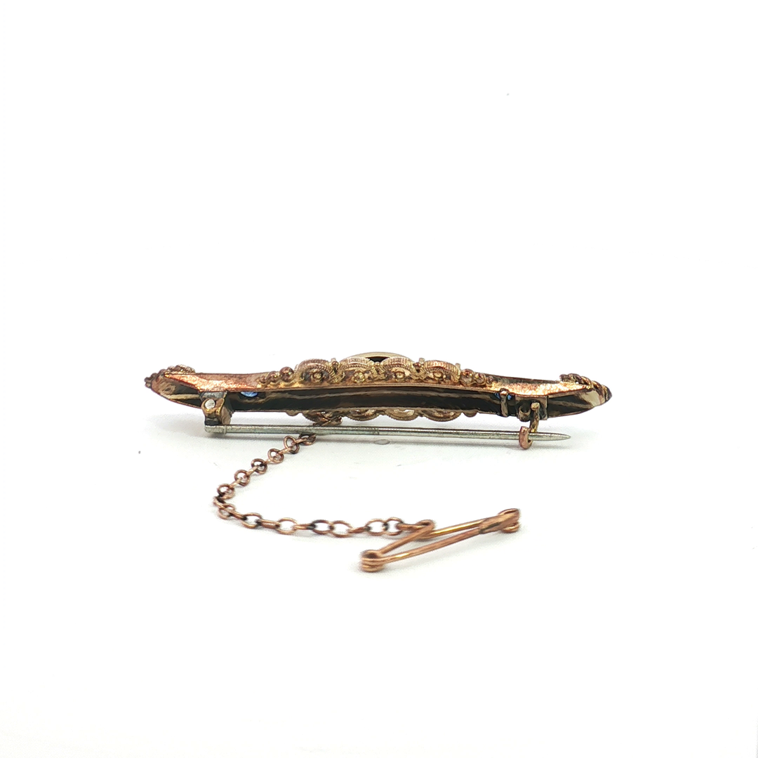 9ct YG Brooch with Sapphire Doublets