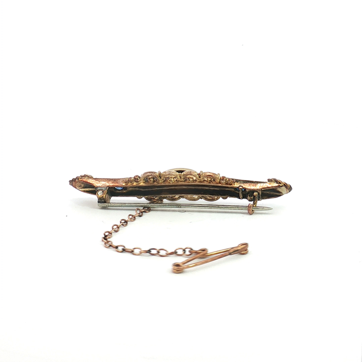 9ct YG Brooch with Sapphire Doublets