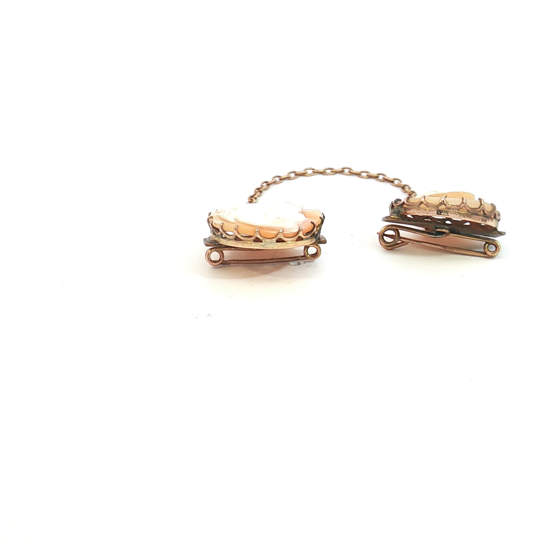 9ct YG Cameo Collar Clip Set with Safety Chain