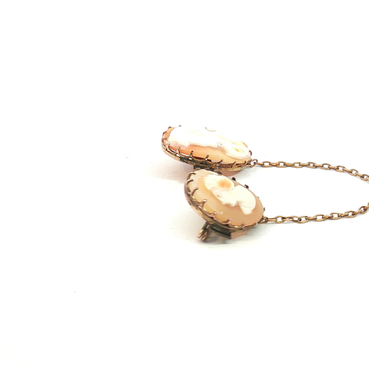 9ct YG Cameo Collar Clip Set with Safety Chain