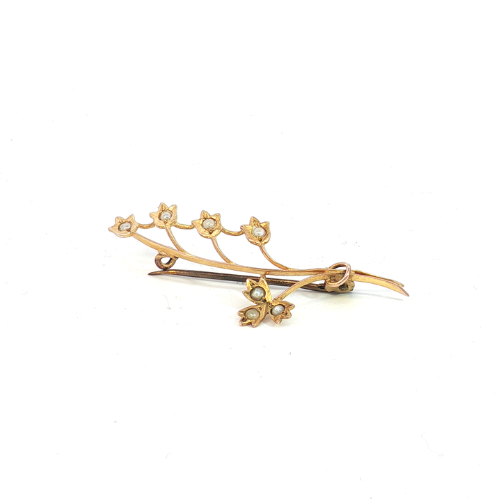 9ct YG Lily of the Valley Brooch