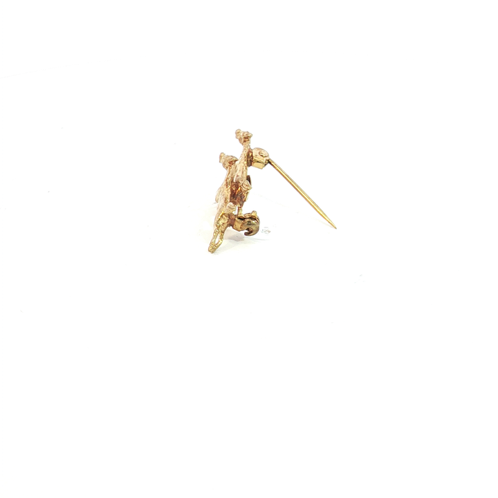 9ct YG Horses Brooch