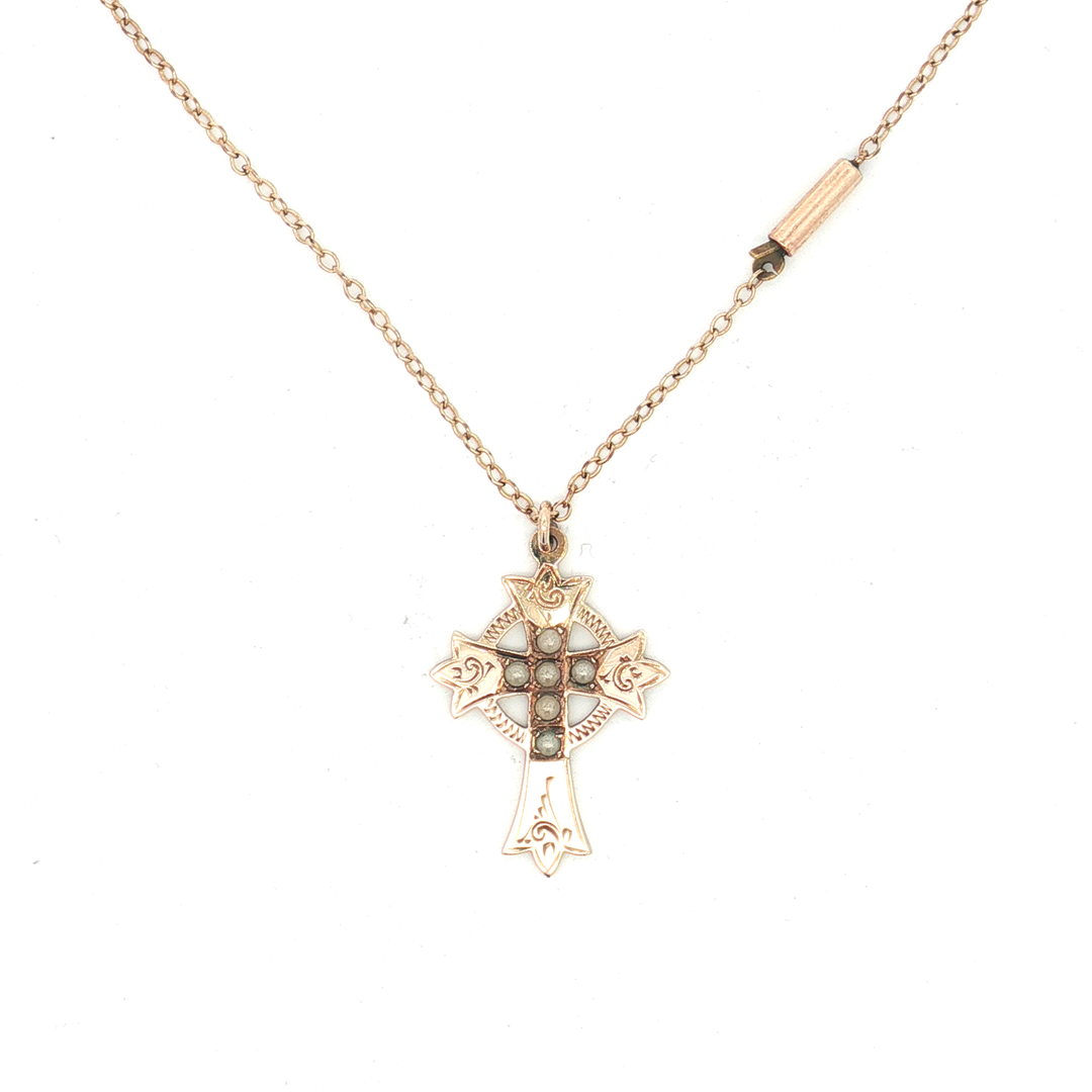 9ct YG Cross on Chain