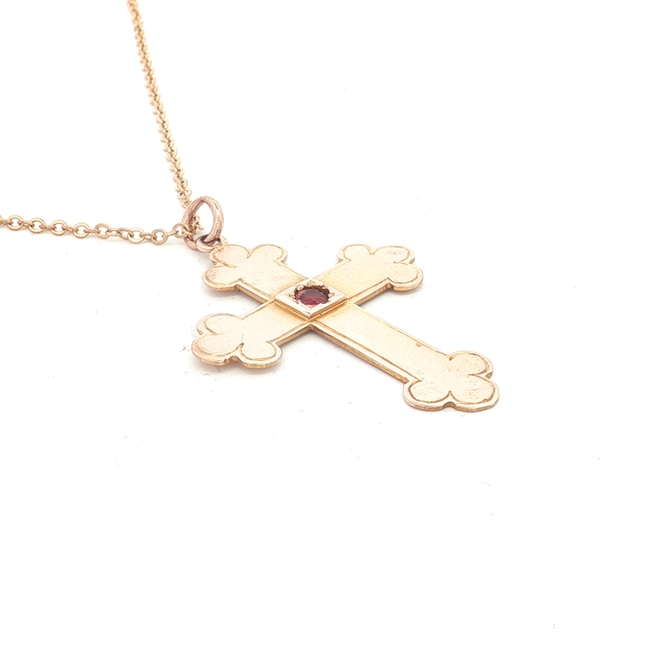 9ct RG Cross with Ruby Doublet