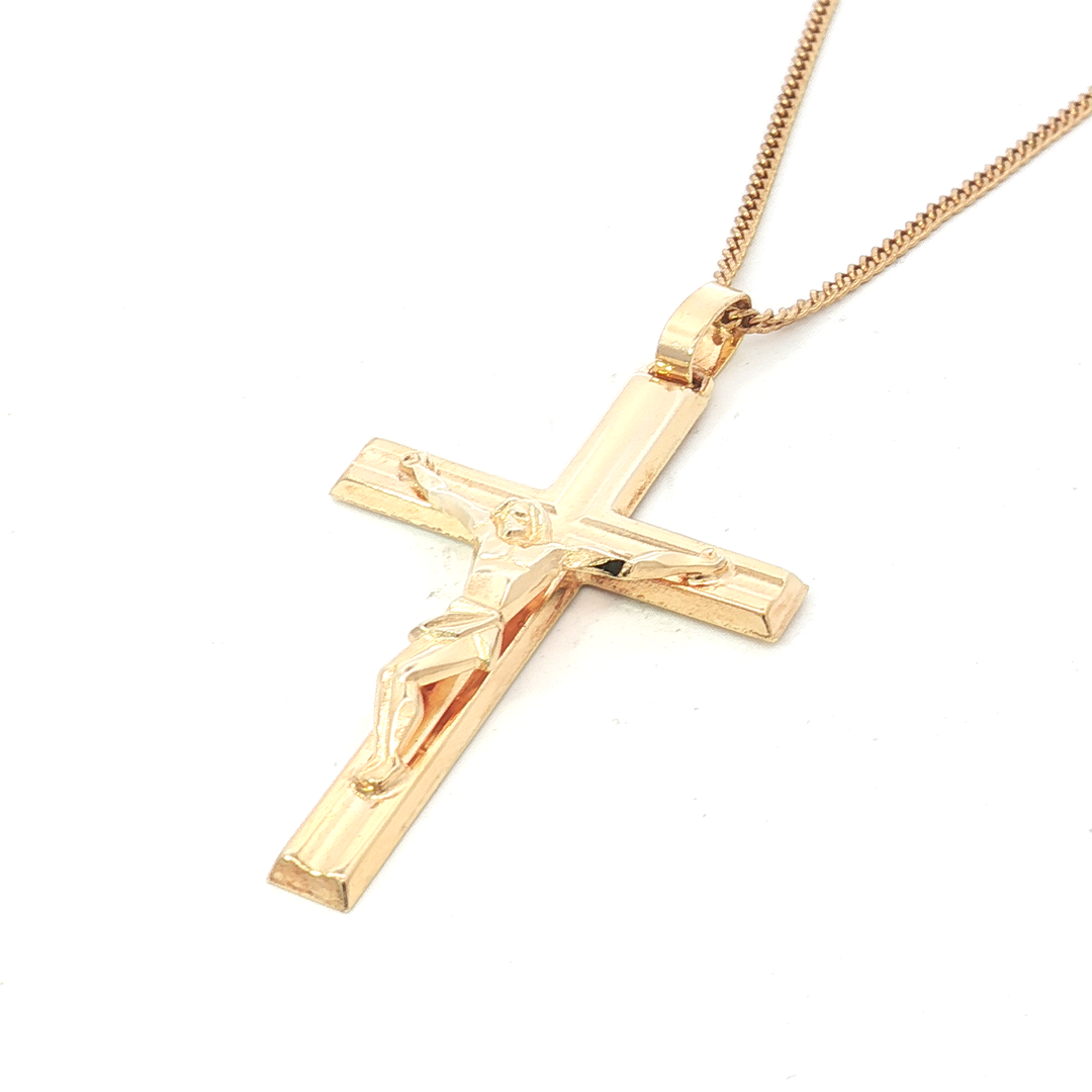 9ct YG Crucifix Pendant (hollow)