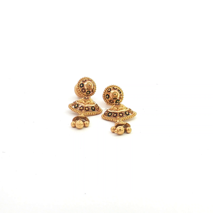 22ct YG Meenakari Drop Earrings