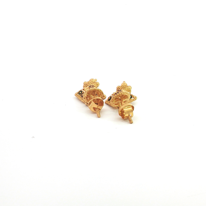 22ct YG Meenakari Drop Earrings