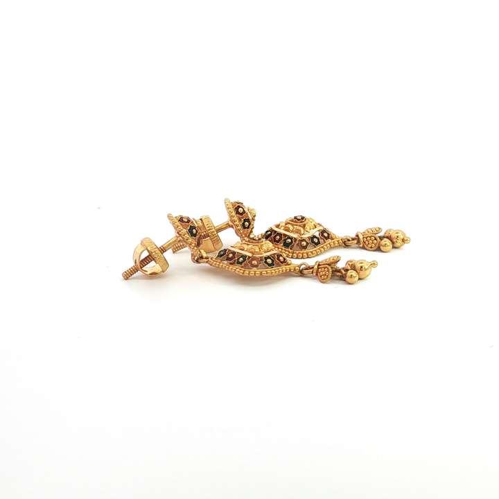22ct YG Meenakari Drop Earrings