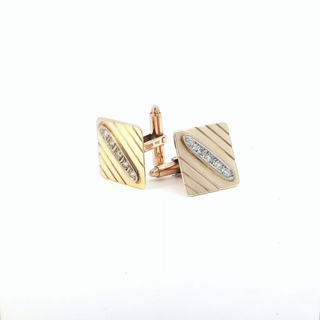 14ct YG Diamond Set Cufflinks