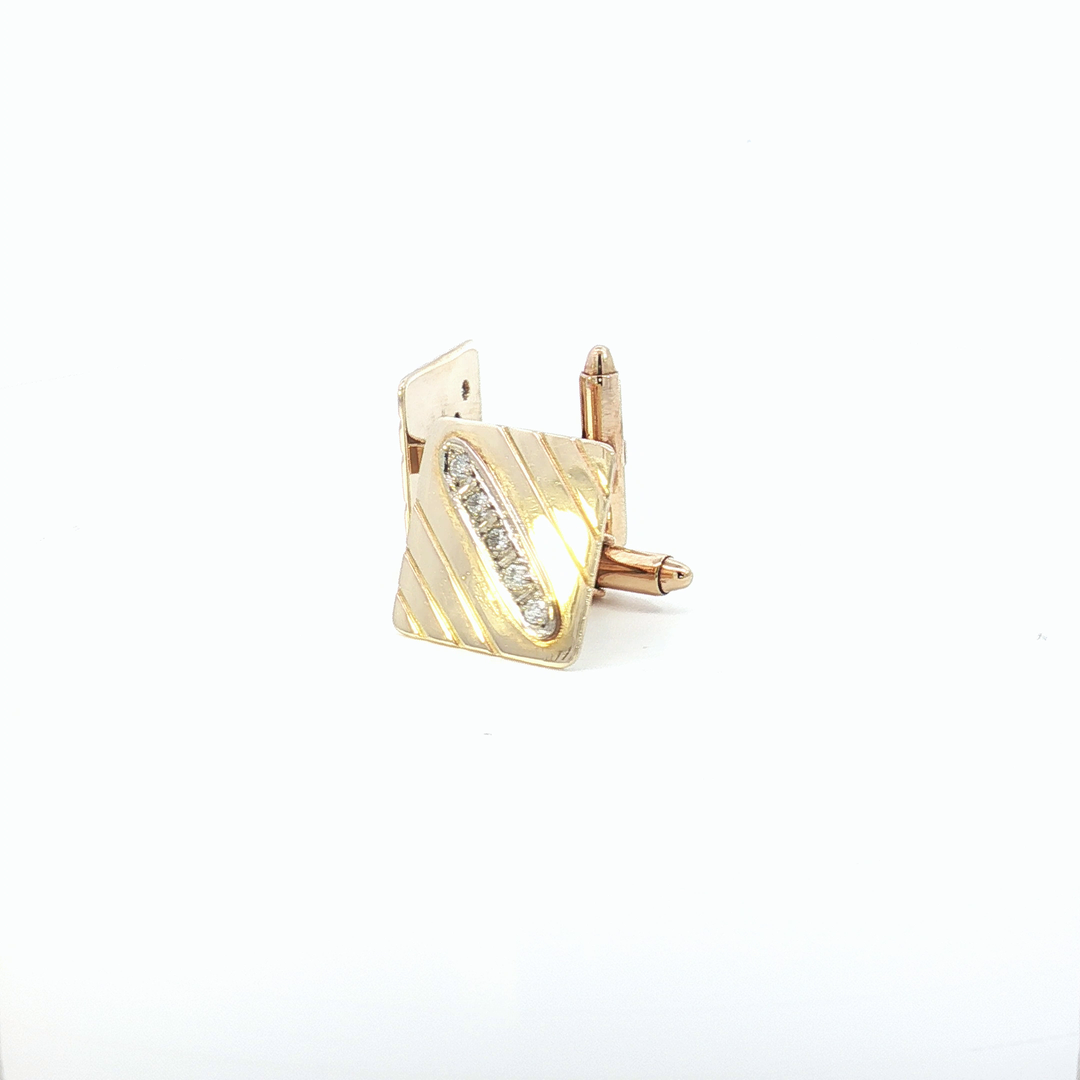 14ct YG Diamond Set Cufflinks