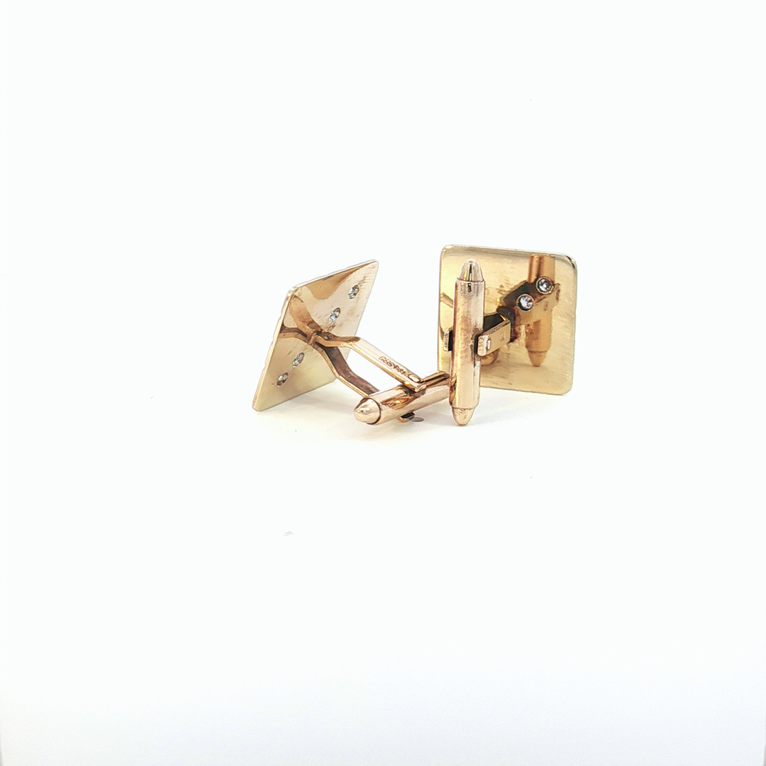 14ct YG Diamond Set Cufflinks