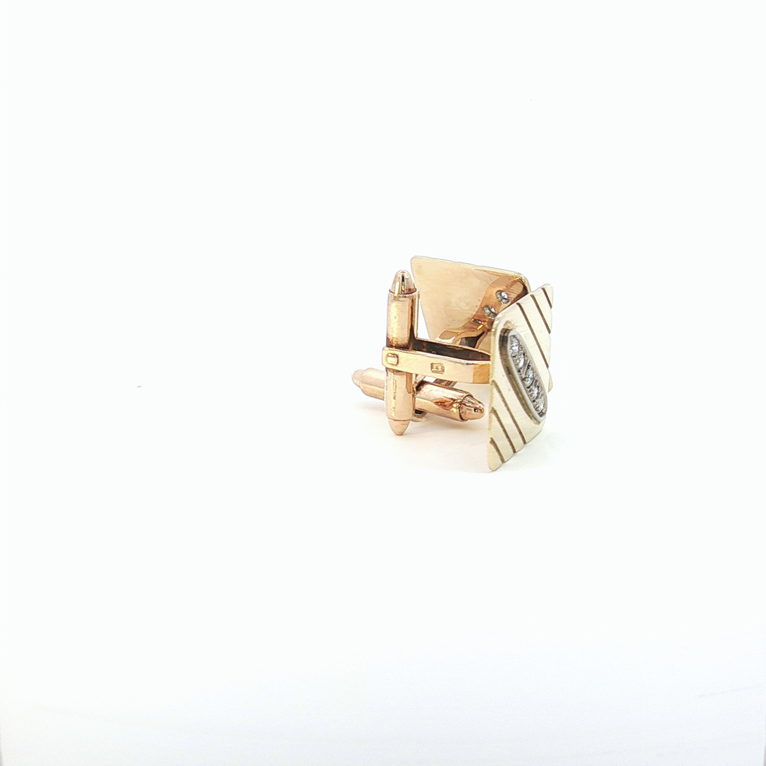 14ct YG Diamond Set Cufflinks