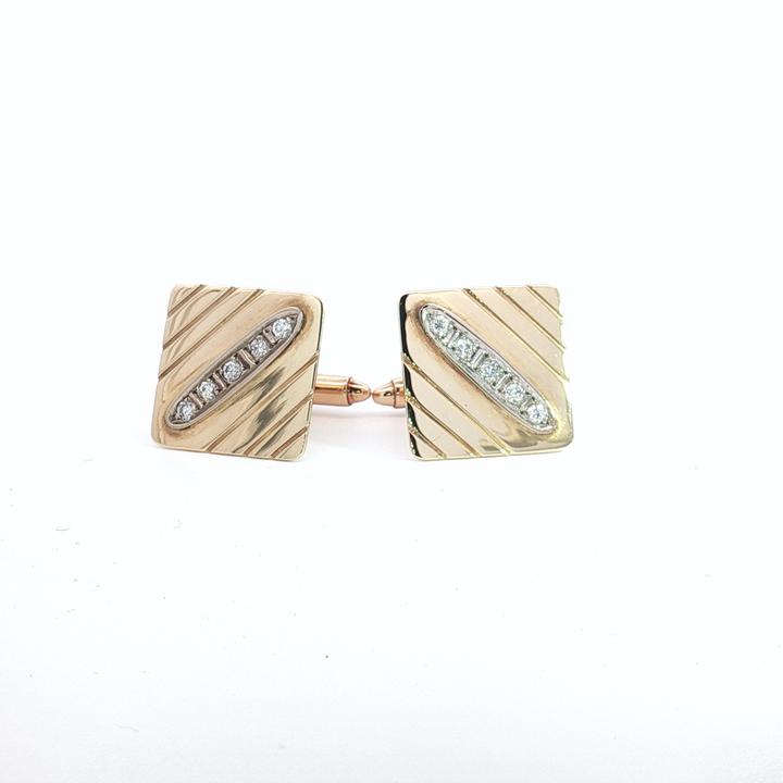 14ct YG Diamond Set Cufflinks