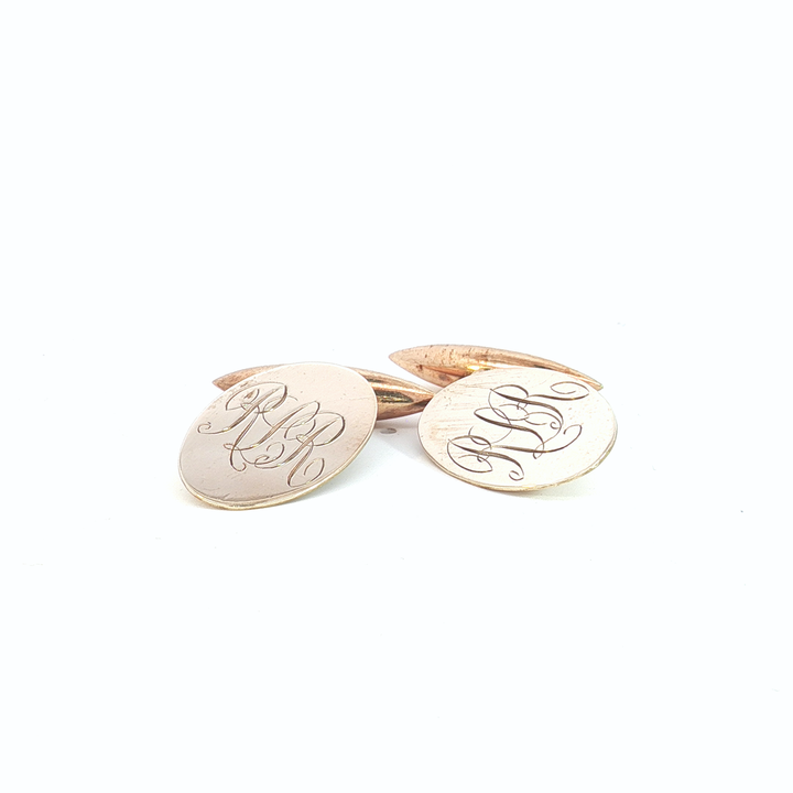 9ct RG Oval Toggle Cufflinks