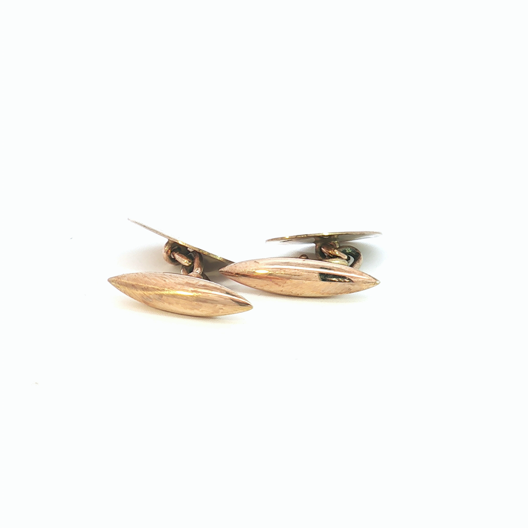 9ct RG Oval Toggle Cufflinks
