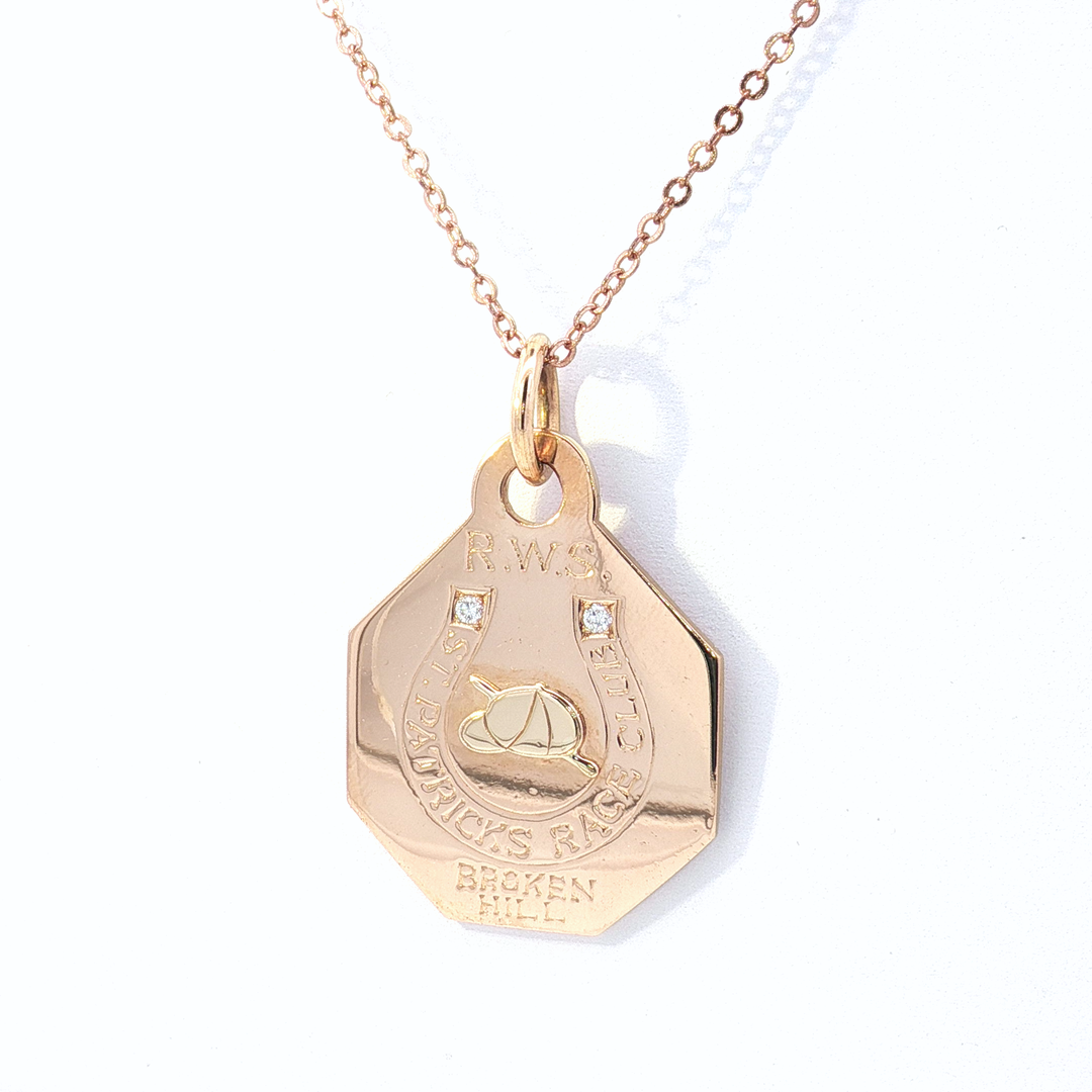 9ct RG Commemorative St. Patrick's Race Club Octagonal Pendant with Diamonds