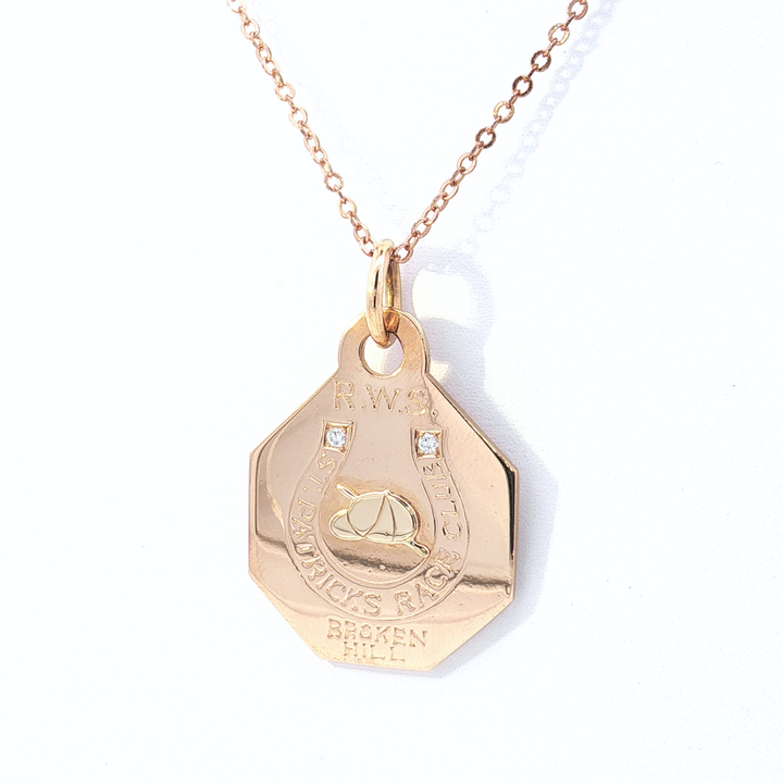 9ct RG Commemorative St. Patrick's Race Club Octagonal Pendant with Diamonds