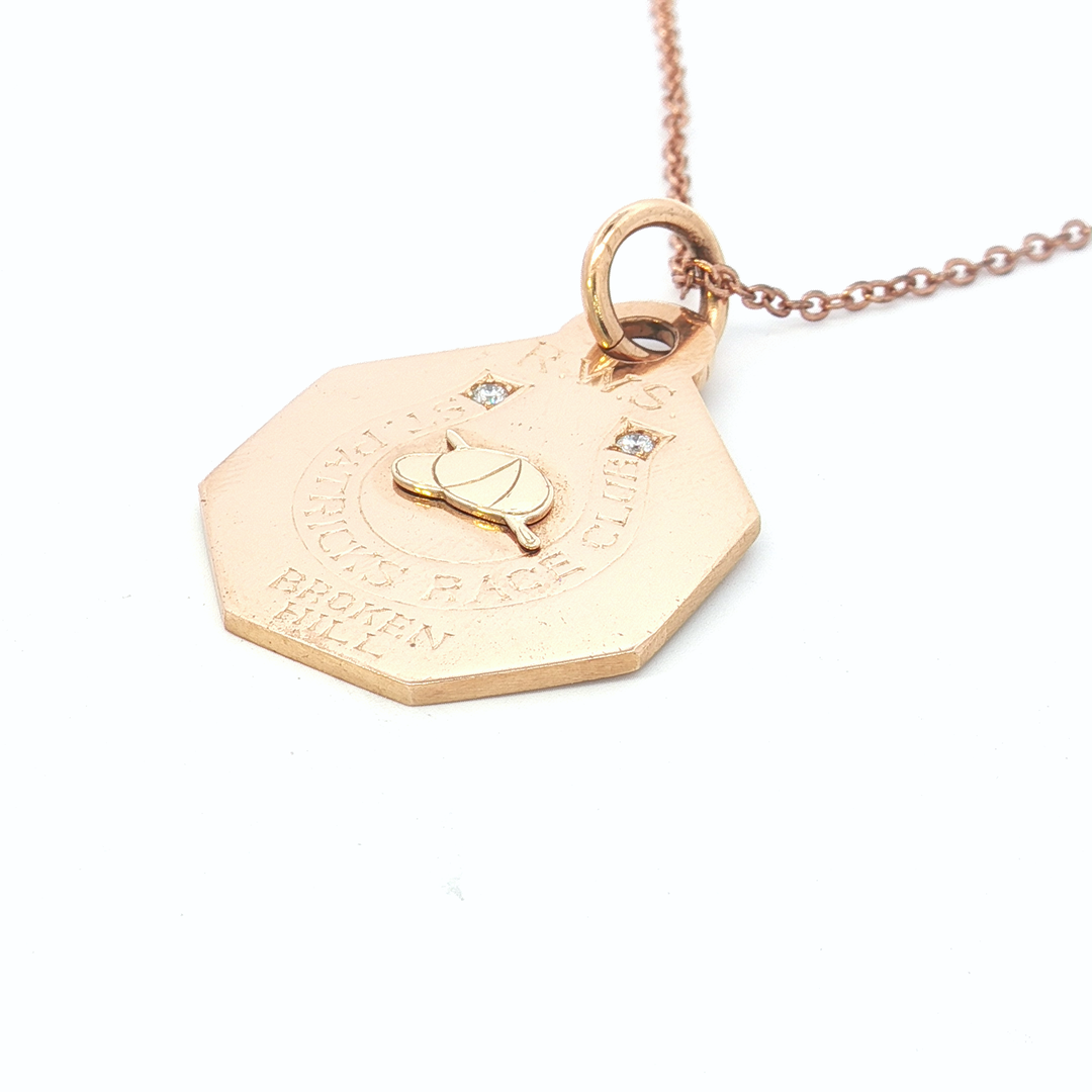 9ct RG Commemorative St. Patrick's Race Club Octagonal Pendant with Diamonds