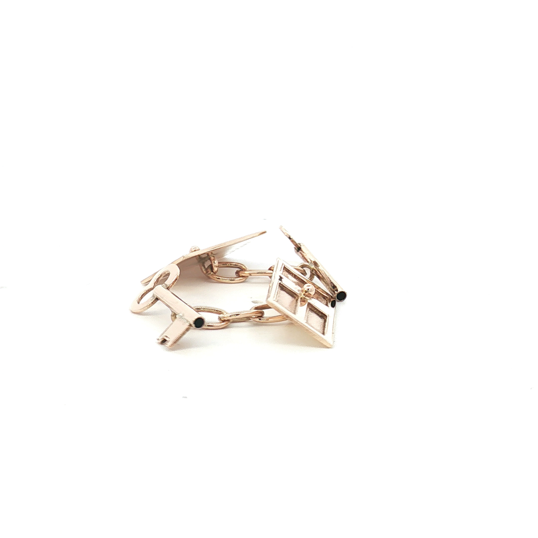 9ct YG Door and Key Cufflinks