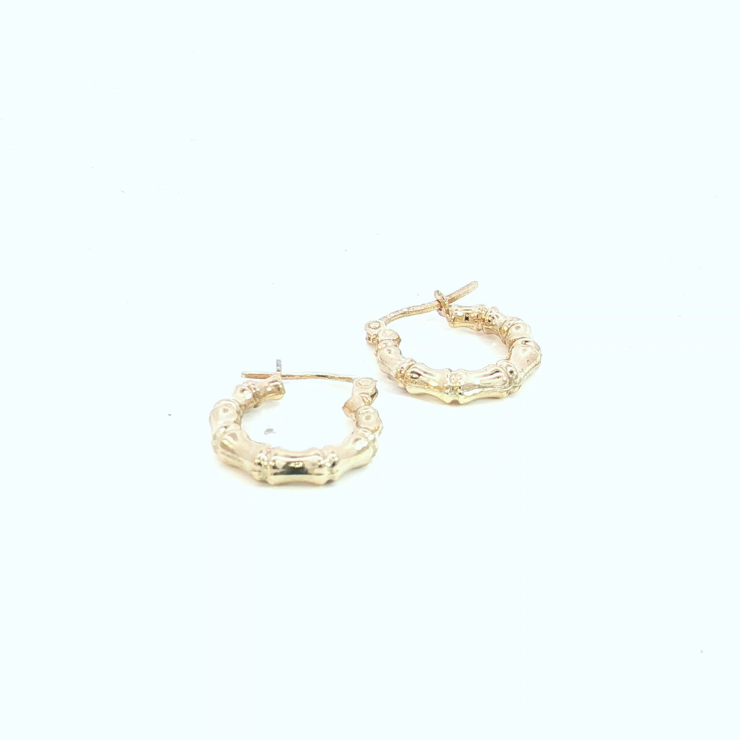 9ct YG Bamboo Style Hoop Earrings
