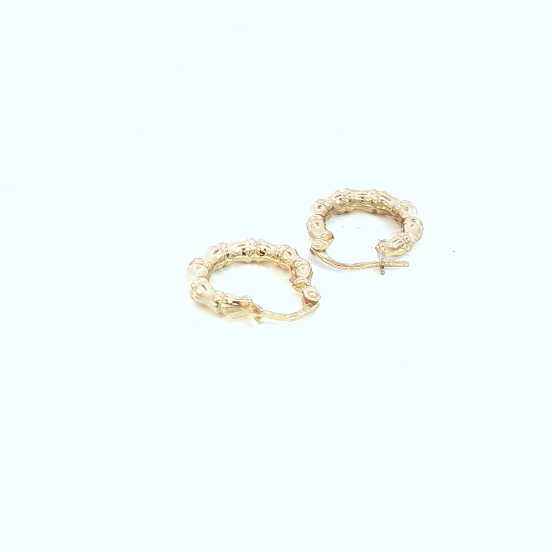 9ct YG Bamboo Style Hoop Earrings