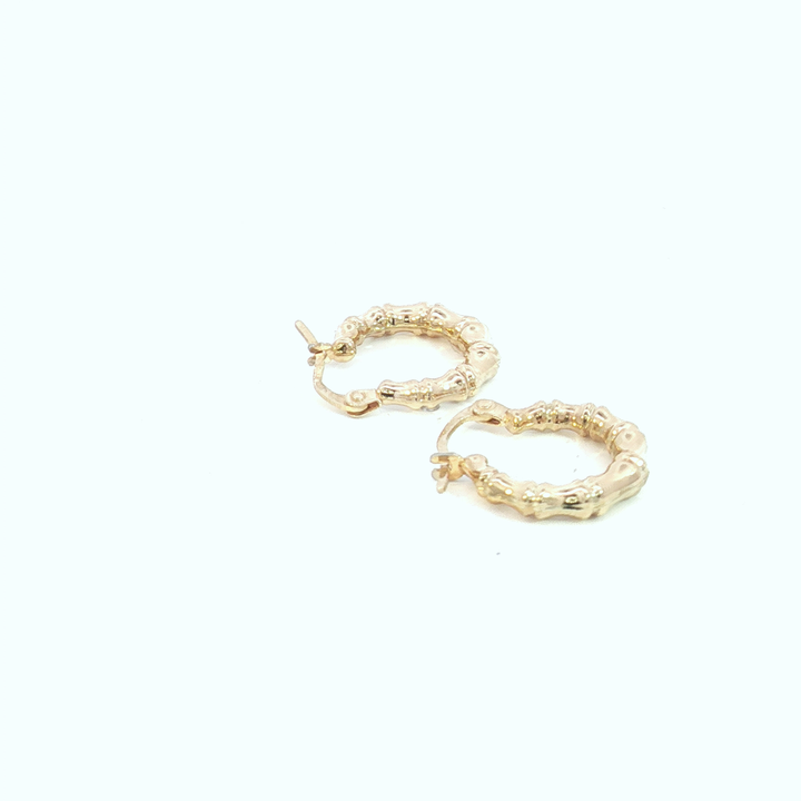9ct YG Bamboo Style Hoop Earrings
