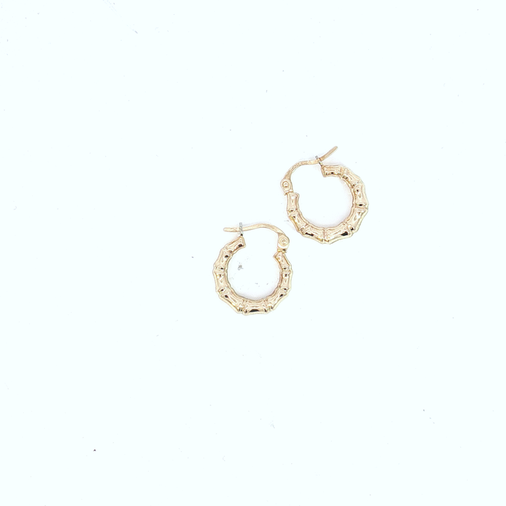9ct YG Bamboo Style Hoop Earrings