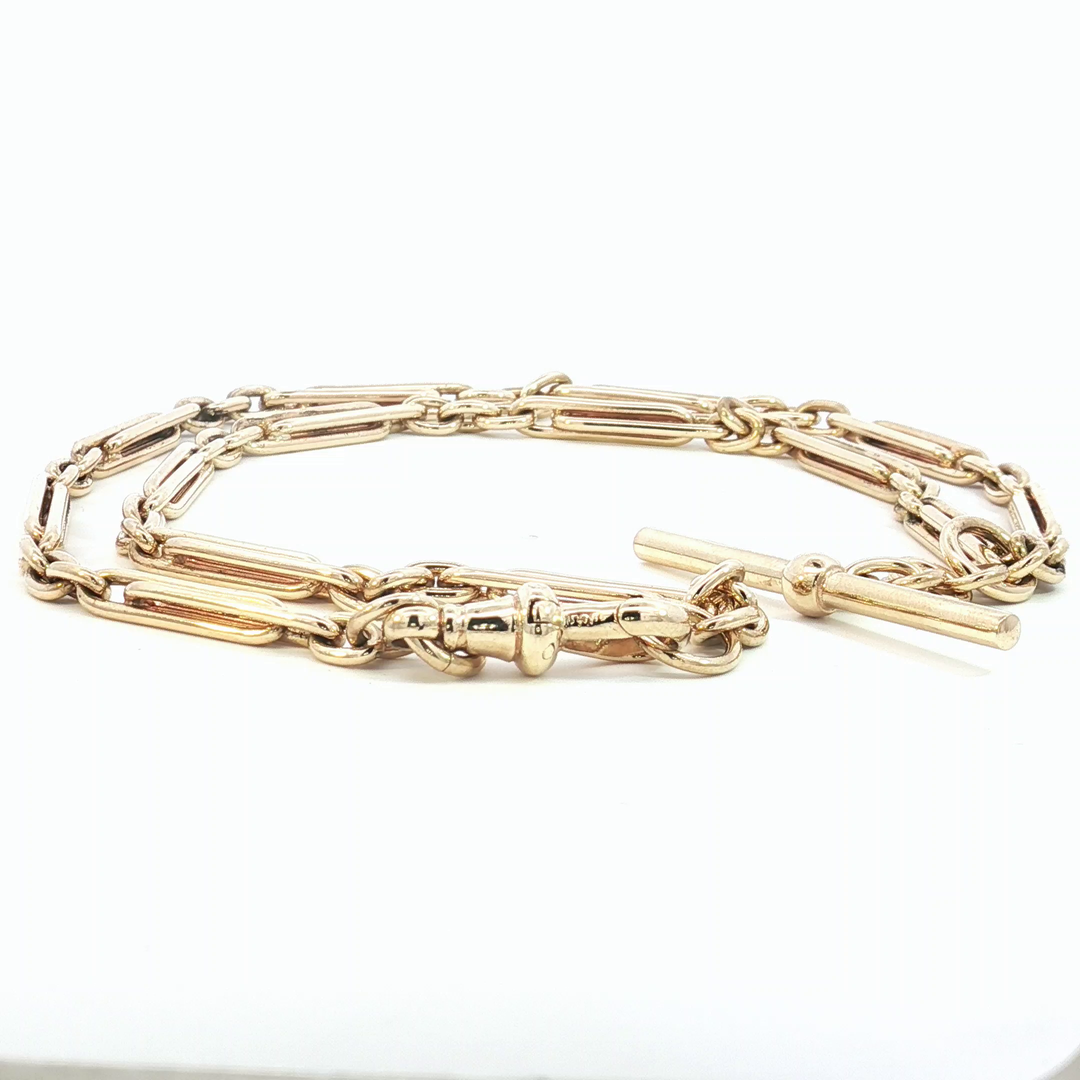 9ct YG Fancy Link Fob Chain