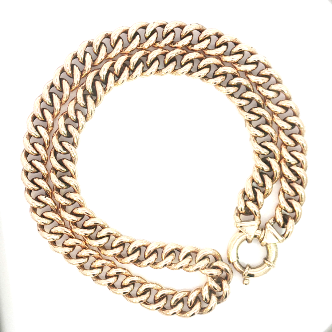 9ct YG Curb Link Necklace with Bolt Ring