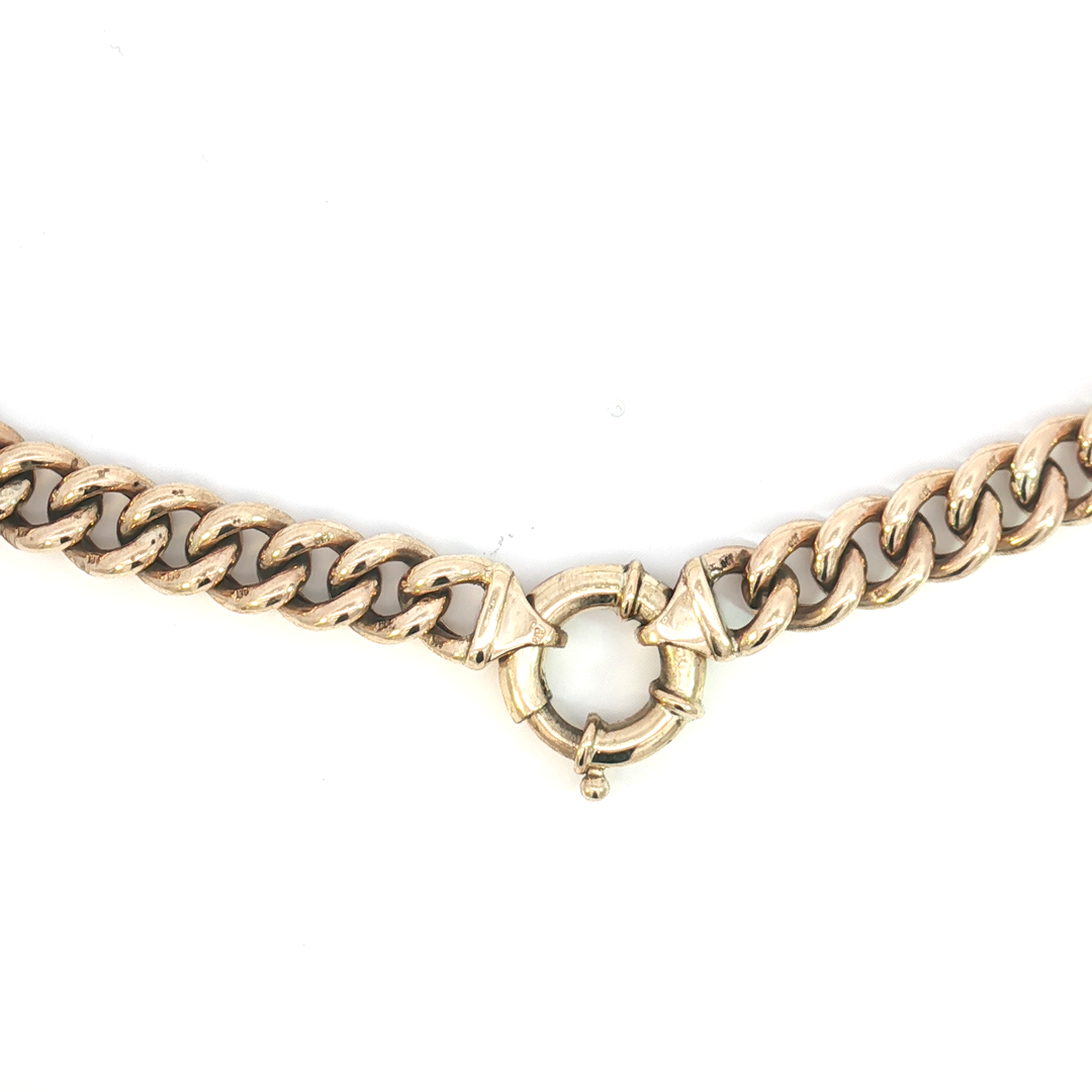 9ct YG Curb Link Necklace with Bolt Ring