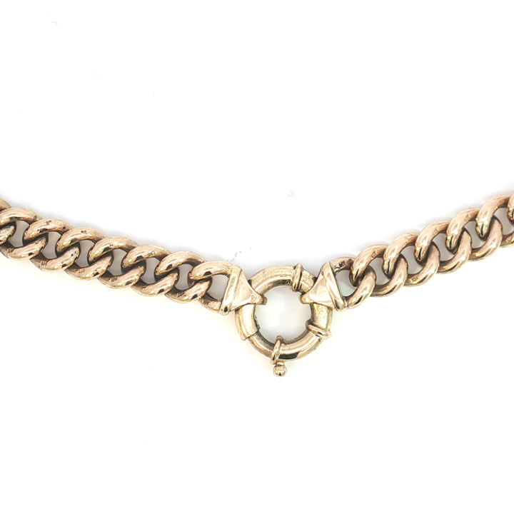 9ct YG Curb Link Necklace with Bolt Ring