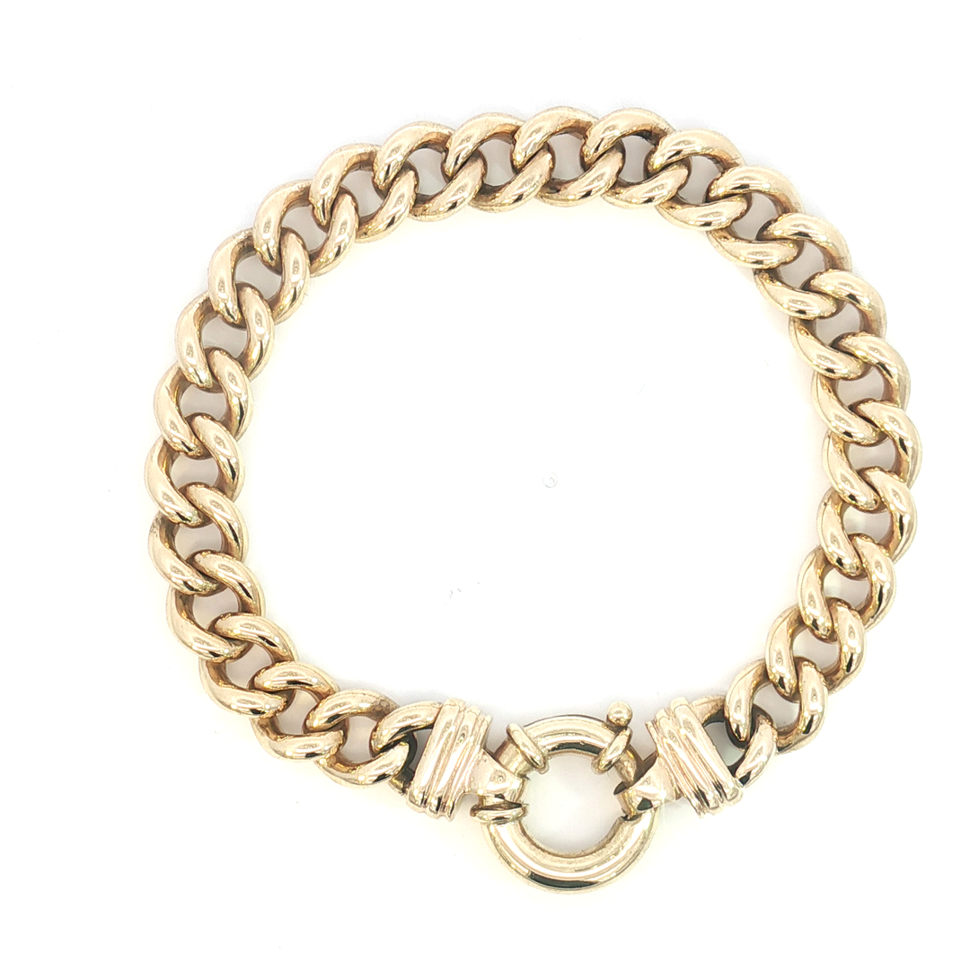 9ct YG Curb Link Bracelet with Bolt Ring
