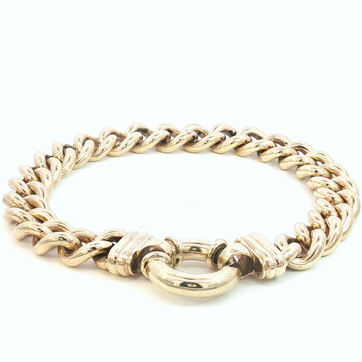 9ct YG Curb Link Bracelet with Bolt Ring