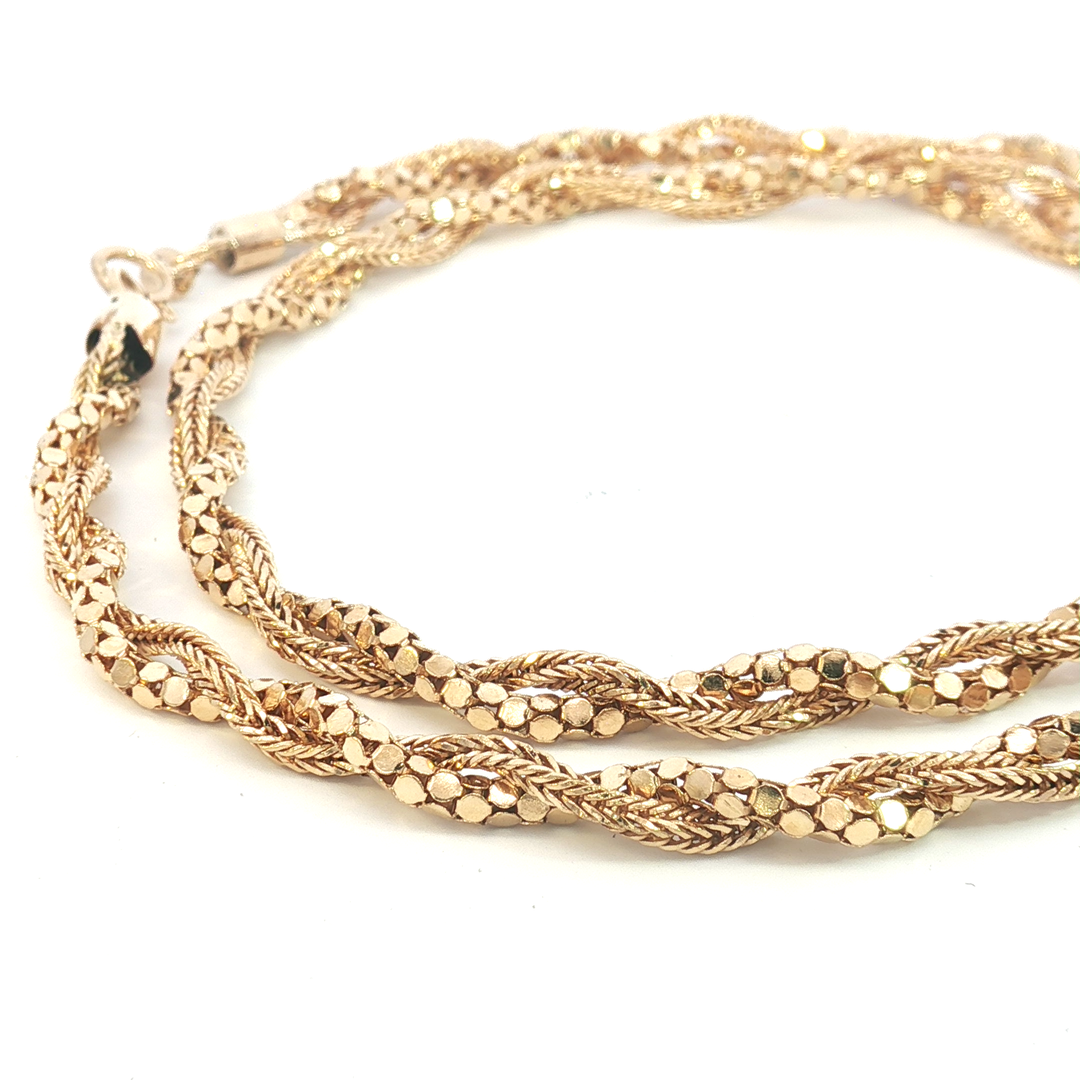 18ct YG Braided Double Strand Necklace