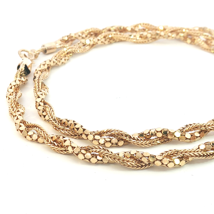 18ct YG Braided Double Strand Necklace