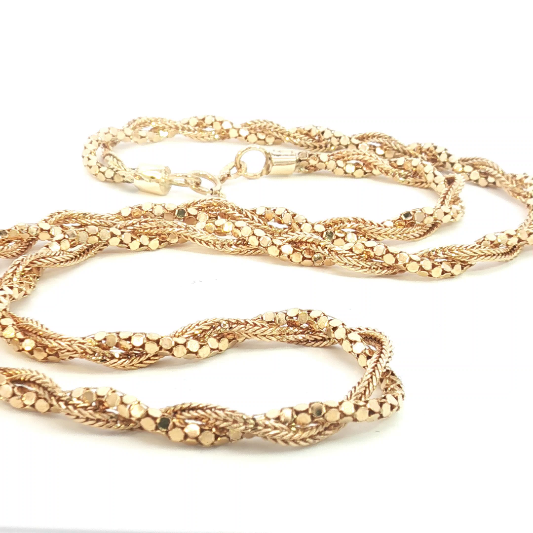 18ct YG Braided Double Strand Necklace