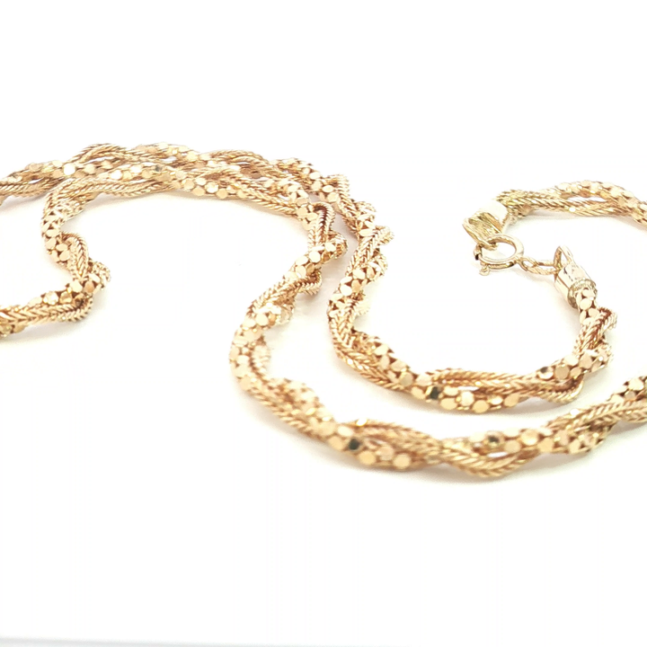 18ct YG Braided Double Strand Necklace