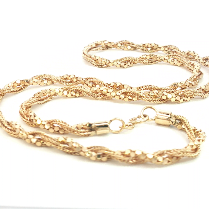 18ct YG Braided Double Strand Necklace