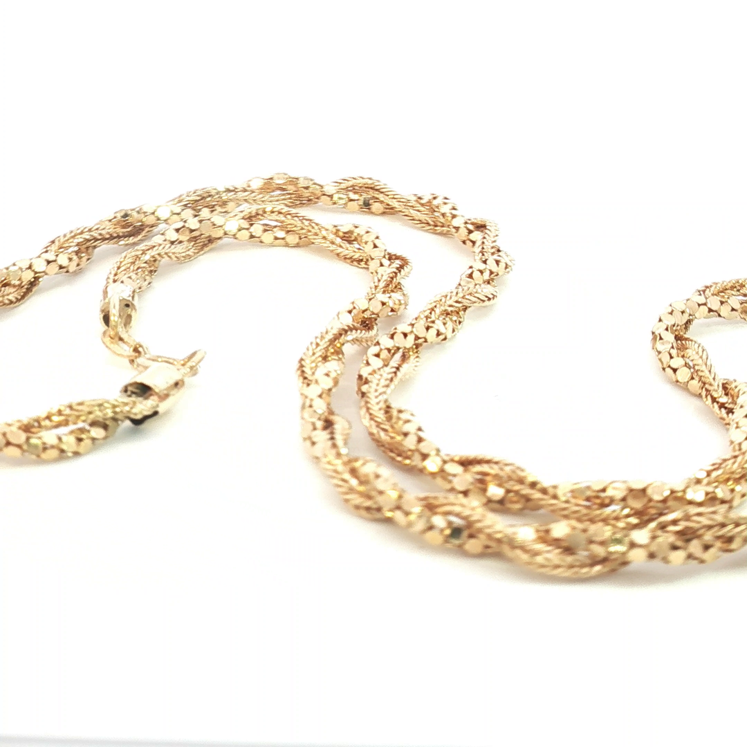 18ct YG Braided Double Strand Necklace