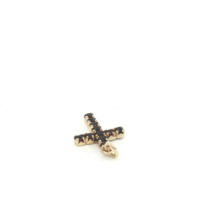9ct YG Garnet Cross
