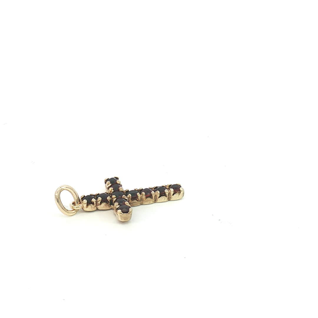 9ct YG Garnet Cross