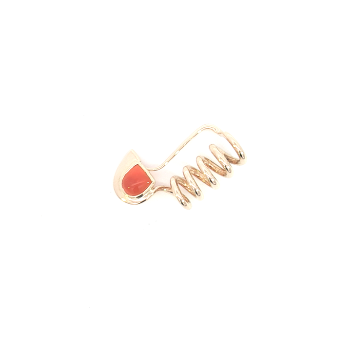 9ct YG Coiled Safety Pin Brooch with Amber
