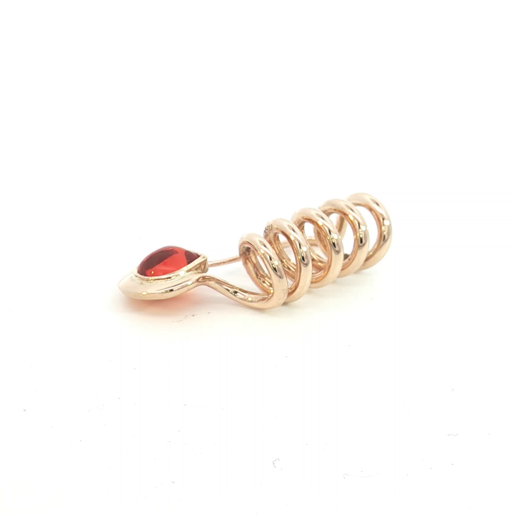 9ct YG Coiled Safety Pin Brooch with Amber