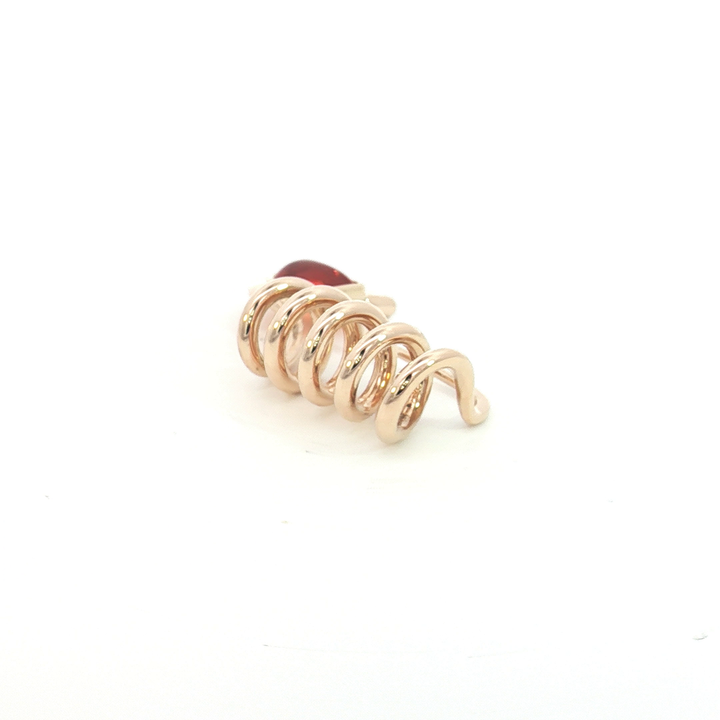 9ct YG Coiled Safety Pin Brooch with Amber