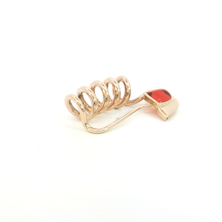9ct YG Coiled Safety Pin Brooch with Amber