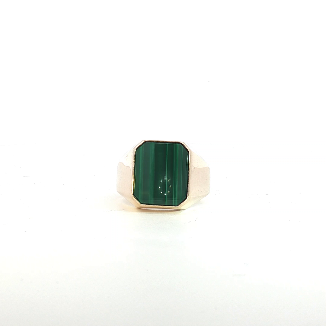 9ct YG Malachite Signet Ring