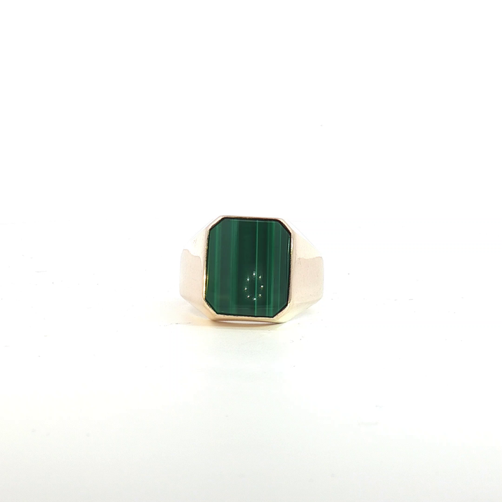 9ct YG Malachite Signet Ring