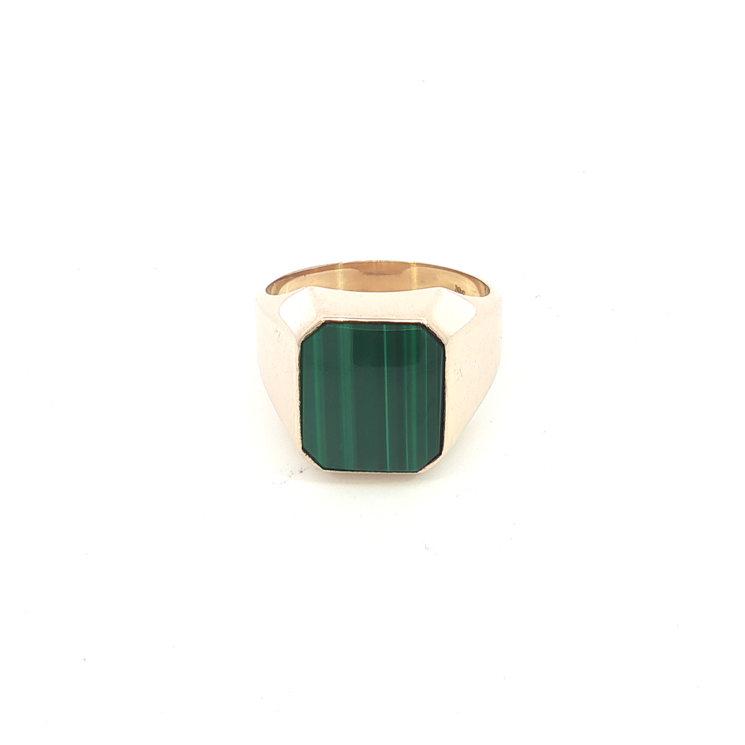 9ct YG Malachite Signet Ring