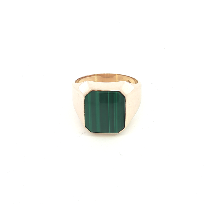 9ct YG Malachite Signet Ring