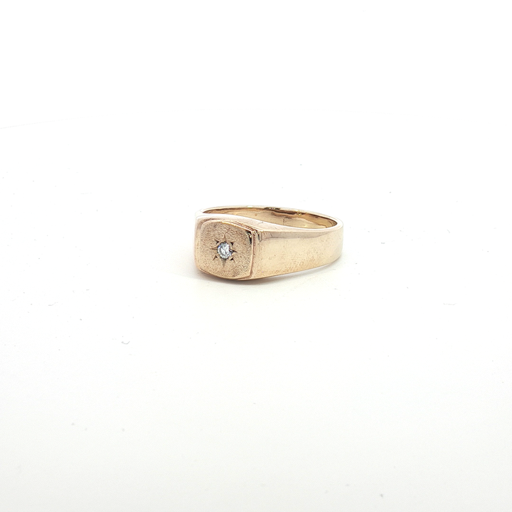 9ct YG Diamond Set Signet Ring